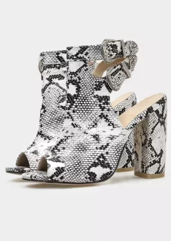 Snake Skin Printed Hollow Out Heeled Sandals 16 Snake Skin Printed Hollow Out Heeled Sandals -Garment Sale Store 440940 535210010