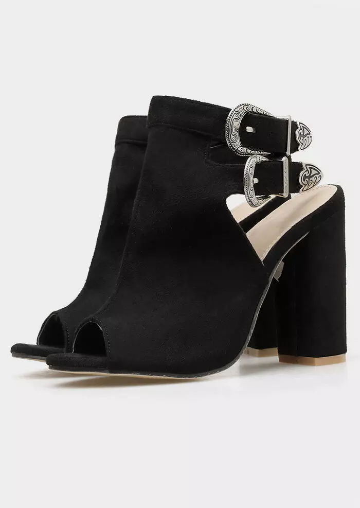 Snake Skin Printed Hollow Out Heeled Sandals 6 Snake Skin Printed Hollow Out Heeled Sandals - Image 4