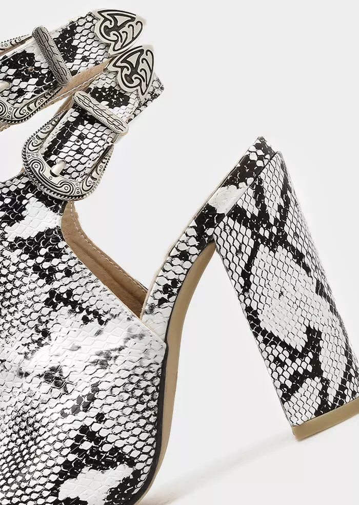 Snake Skin Printed Hollow Out Heeled Sandals 10 Snake Skin Printed Hollow Out Heeled Sandals - Image 8