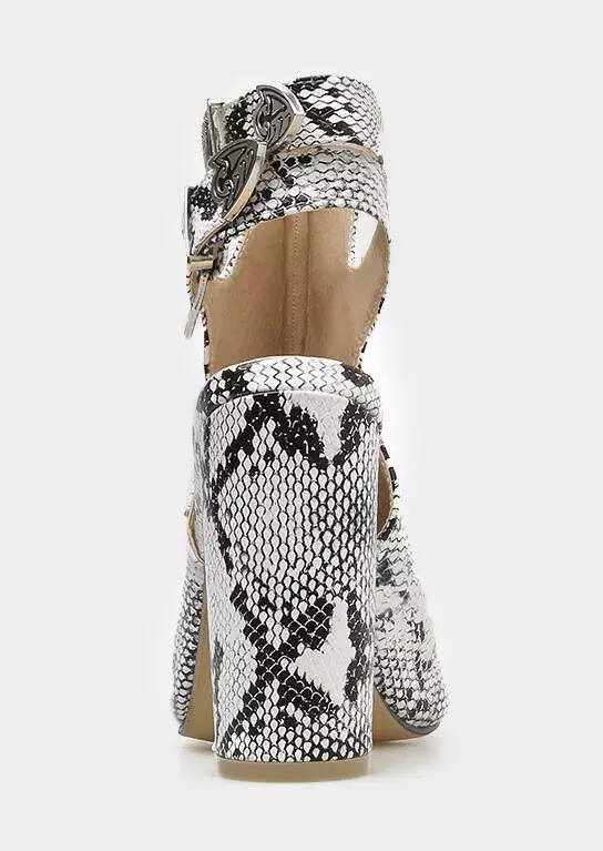 Snake Skin Printed Hollow Out Heeled Sandals 11 Snake Skin Printed Hollow Out Heeled Sandals - Image 9