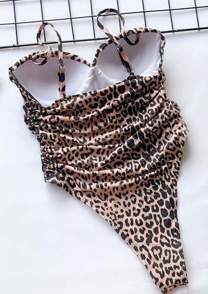Leopard Printed Ruffled One-Piece Swimsuit Without Necklace 8 Leopard Printed Ruffled One-Piece Swimsuit Without Necklace - Image 6