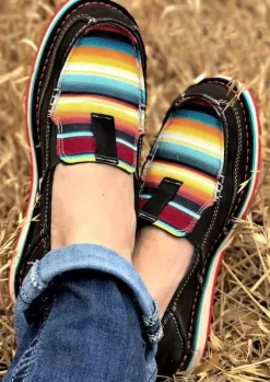 Serape Striped Splicing Flat Canvas Sneakers - Black