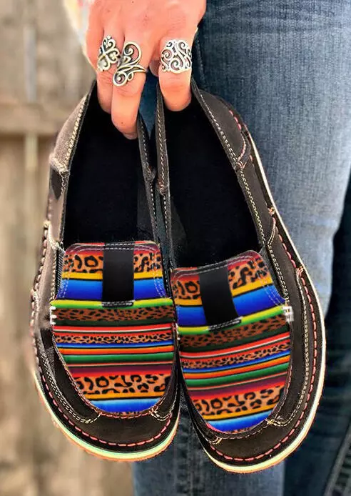 Leopard Serape Striped Slip On Flat Sneakers 4 Leopard Serape Striped Slip On Flat Sneakers - Image 2