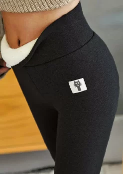 Winter Thickened Warm Fleece Lined High Waist Leggings - Black 12 Winter Thickened Warm Fleece Lined High Waist Leggings - Black -Garment Sale Store 489733 100991015 124