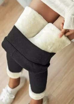 Winter Thickened Warm Fleece Lined High Waist Leggings - Black 16 Winter Thickened Warm Fleece Lined High Waist Leggings - Black -Garment Sale Store 489733 535297529 124