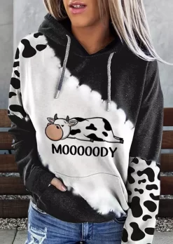Mooooody Cow Kangaroo Pocket Drawstring Hoodie