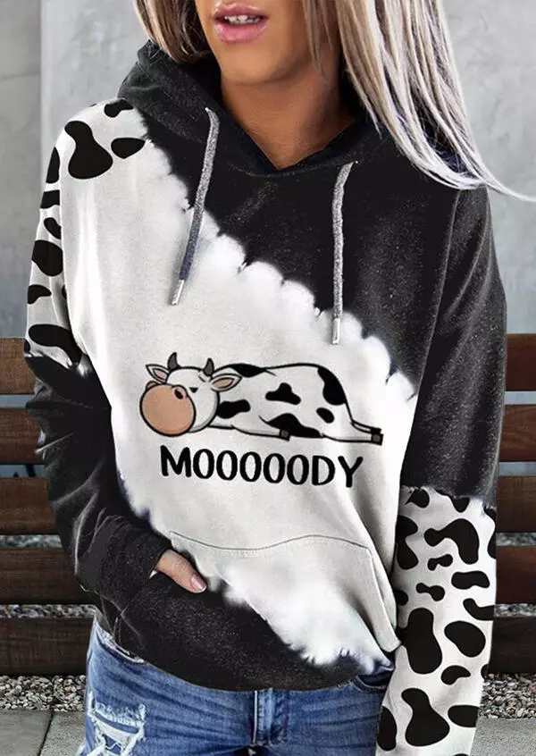 Mooooody Cow Kangaroo Pocket Drawstring Hoodie 3 Mooooody Cow Kangaroo Pocket Drawstring Hoodie