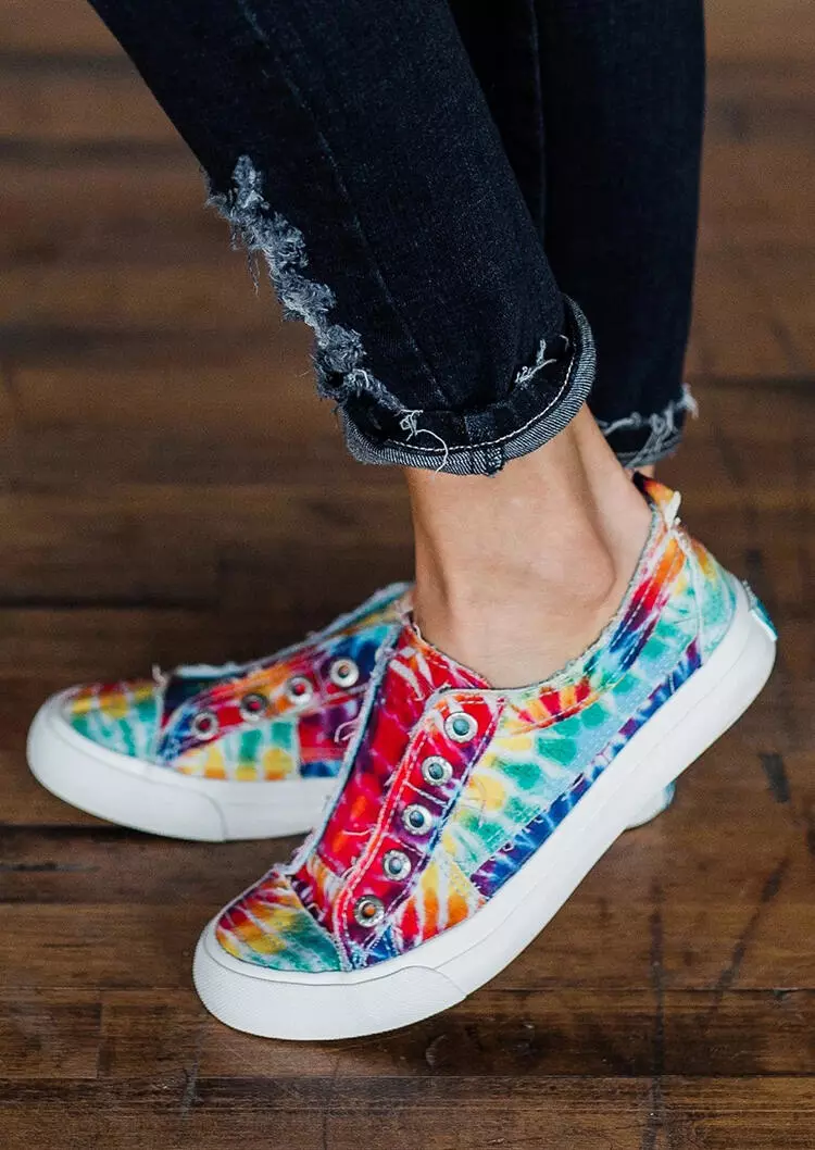 Tie Dye Slip On Round Toe Flat Sneakers 5 Tie Dye Slip On Round Toe Flat Sneakers - Image 3
