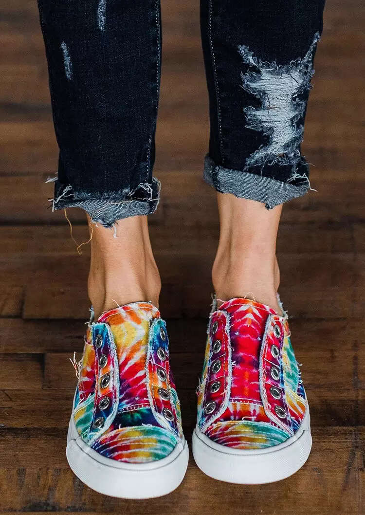 Tie Dye Slip On Round Toe Flat Sneakers 4 Tie Dye Slip On Round Toe Flat Sneakers - Image 2