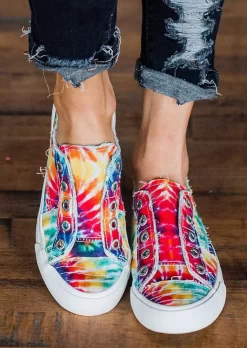 Tie Dye Slip On Round Toe Flat Sneakers