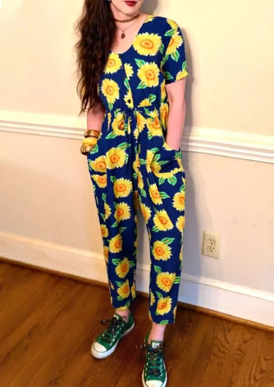 Sunflower Pocket Drawstring Elastic Waist Jumpsuit - Blue 3 Sunflower Pocket Drawstring Elastic Waist Jumpsuit - Blue