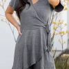 Asymmetric Tie Wrap V-Neck Romper - Gray -Garment Sale Store 509645 1 50505297 124