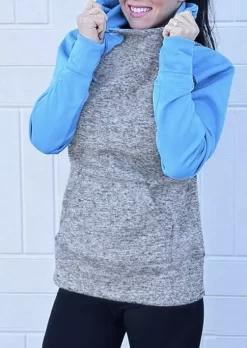 Color Block Kangaroo Pocket Hoodie - Gray