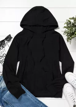 Open Back Long Sleeve Hoodie - Black -Garment Sale Store 511279 1 531024951 124