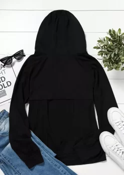 Open Back Long Sleeve Hoodie - Black -Garment Sale Store 511279 1 544850102 124