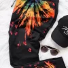 Reverse Tie Dye Rainbow Elastic Waist Pants - Black -Garment Sale Store 511321 1 54519948 124