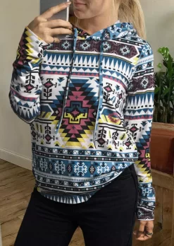 Aztec Geometric Long Sleeve Hoodie