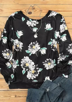 Criss-Cross Floral Long Sleeve Blouse 9 Criss-Cross Floral Long Sleeve Blouse -Garment Sale Store 512254 529852979 124