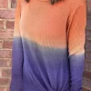 Color Block Twist Long Sleeve O-Neck Blouse -Garment Sale Store 512491 1 10098559 124