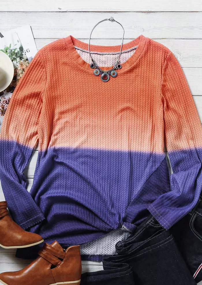 Color Block Twist Long Sleeve O-Neck Blouse 5 Color Block Twist Long Sleeve O-Neck Blouse - Image 3