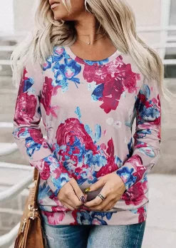 Floral Oil Painting Pocket O-Neck Blouse 9 Floral Oil Painting Pocket O-Neck Blouse -Garment Sale Store 512722 1 495310155 124