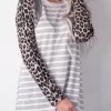 Striped Leopard Long Sleeve Blouse -Garment Sale Store 513049 1 98559756 124