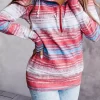 Striped Long Sleeve Zipper Collar Hoodie