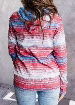 Striped Long Sleeve Zipper Collar Hoodie -Garment Sale Store 513539 579898481 124