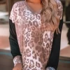 Leopard Splicing Long Sleeve Blouse 2 Leopard Splicing Long Sleeve Blouse -Garment Sale Store 513683 1 99995650 124