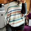 Striped Splicing Long Sleeve Blouse -Garment Sale Store 514037 1 51534810 124