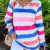 Striped Color Block Long Sleeve Blouse 1 Striped Color Block Long Sleeve Blouse -Garment Sale Store 515625 1 10154549 124