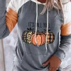 Autumn Essentials It's Fall Y'all Vibes Pumpkin Hoodie With Kangaroo Pocket - Gray -Garment Sale Store 516140 1 51575110 124