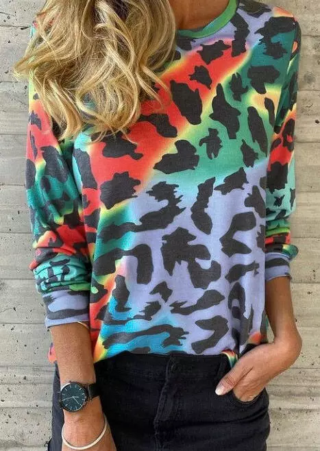 Colorful Leopard Long Sleeve Blouse 3 Colorful Leopard Long Sleeve Blouse