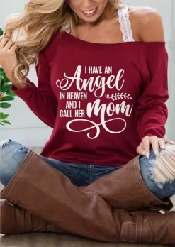 I Have An Angel Mom Long Sleeve Blouse - Burgundy