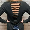 Hollow Out Open Back Long Sleeve Blouse - Black -Garment Sale Store 517004 1 10157575 124