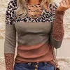 Color Block Leopard Lace Splicing Hollow Out Blouse 1 Color Block Leopard Lace Splicing Hollow Out Blouse -Garment Sale Store 517067 1 55555054 124