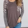 Leopard Striped Splicing Pocket Blouse -Garment Sale Store 517118 1 99571025 124