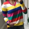 Colorful Striped V-Neck Long Sleeve Blouse -Garment Sale Store 517265 1 54561015 124