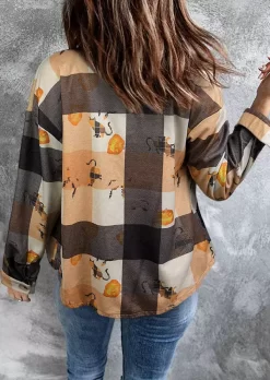 Plaid Pumpkin Pocket Button Shirt -Garment Sale Store 517270 102545452 124