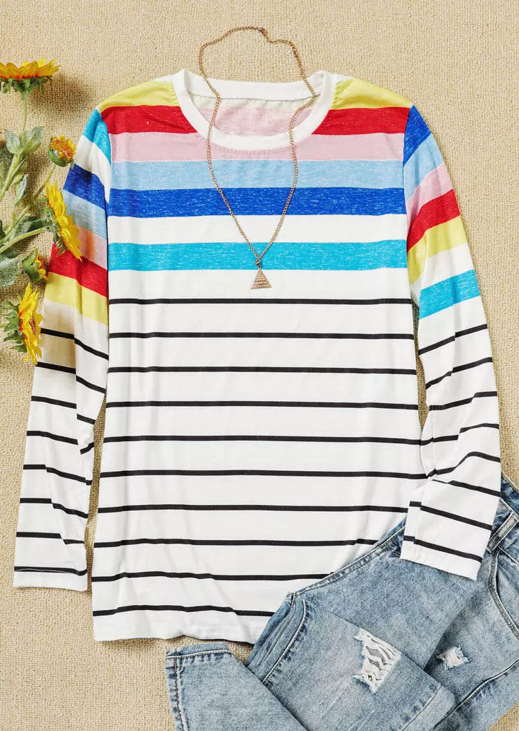 Colorful Striped Long Sleeve Blouse 4 Colorful Striped Long Sleeve Blouse - Image 2
