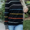 Colorful Striped Slit Long Sleeve Blouse -Garment Sale Store 518043 1 56994950 124