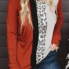 Color Block Leopard Splicing Long Sleeve Blouse -Garment Sale Store 518335 1 52519753 124