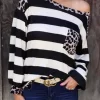Leopard Striped Splicing Pocket Casual Blouse -Garment Sale Store 518775 1 50979857 124