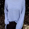 Striped Tie Long Sleeve Blouse - Blue 1 Striped Tie Long Sleeve Blouse - Blue -Garment Sale Store 518784 1 52975052 124