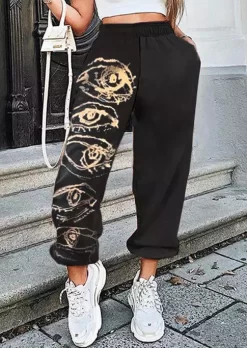 Hippie Eyes Sports Sweatpants - Black