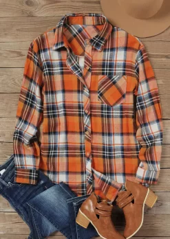 Autumn Plaid Pocket Button Retro Long Sleeve Shirt 13 Autumn Plaid Pocket Button Retro Long Sleeve Shirt -Garment Sale Store 518894 495153535 124