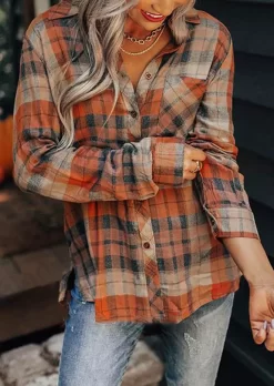 Autumn Plaid Pocket Button Retro Long Sleeve Shirt 11 Autumn Plaid Pocket Button Retro Long Sleeve Shirt -Garment Sale Store 518894 519797995 124