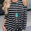 Striped Twist Cold Shoulder Blouse -Garment Sale Store 518967 1 54979753 124