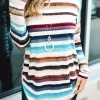 Colorful Striped O-Neck Long Sleeve Blouse 2 Colorful Striped O-Neck Long Sleeve Blouse -Garment Sale Store 519305 1 54975054 124