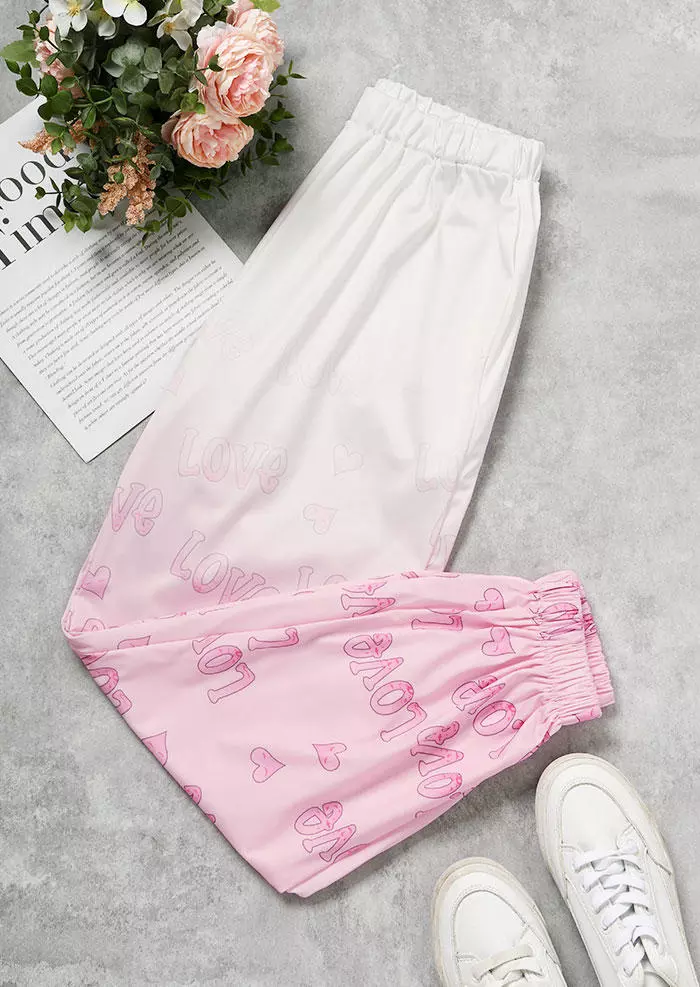 Love Gradient Elastic Waist Sweatpants - Pink 6 Love Gradient Elastic Waist Sweatpants - Pink - Image 4